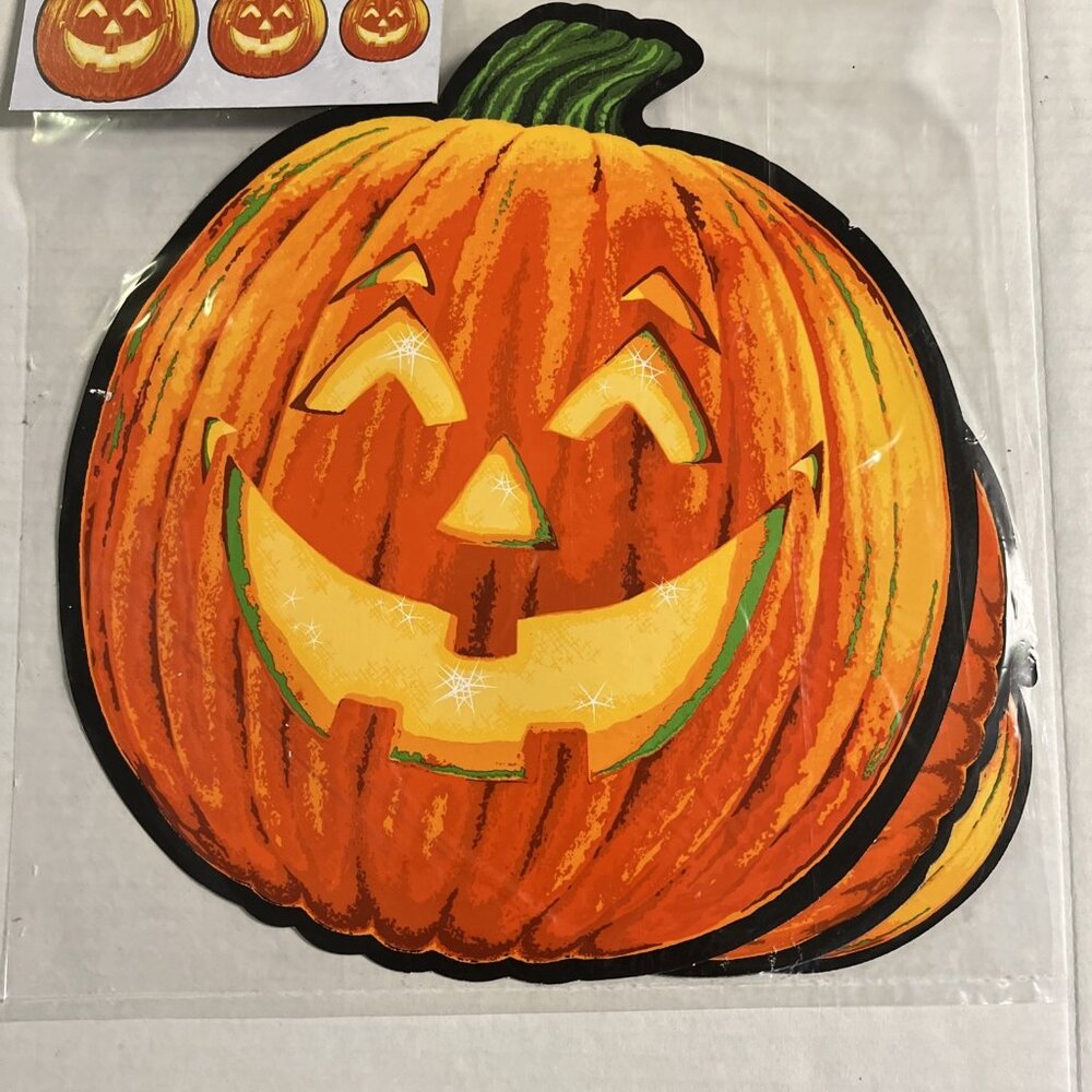 Vintage Amscan Halloween Die Cut Outs Pumpkins 9 Count 3 Sizes Jack O Latern NOS - Picture 3 of 7